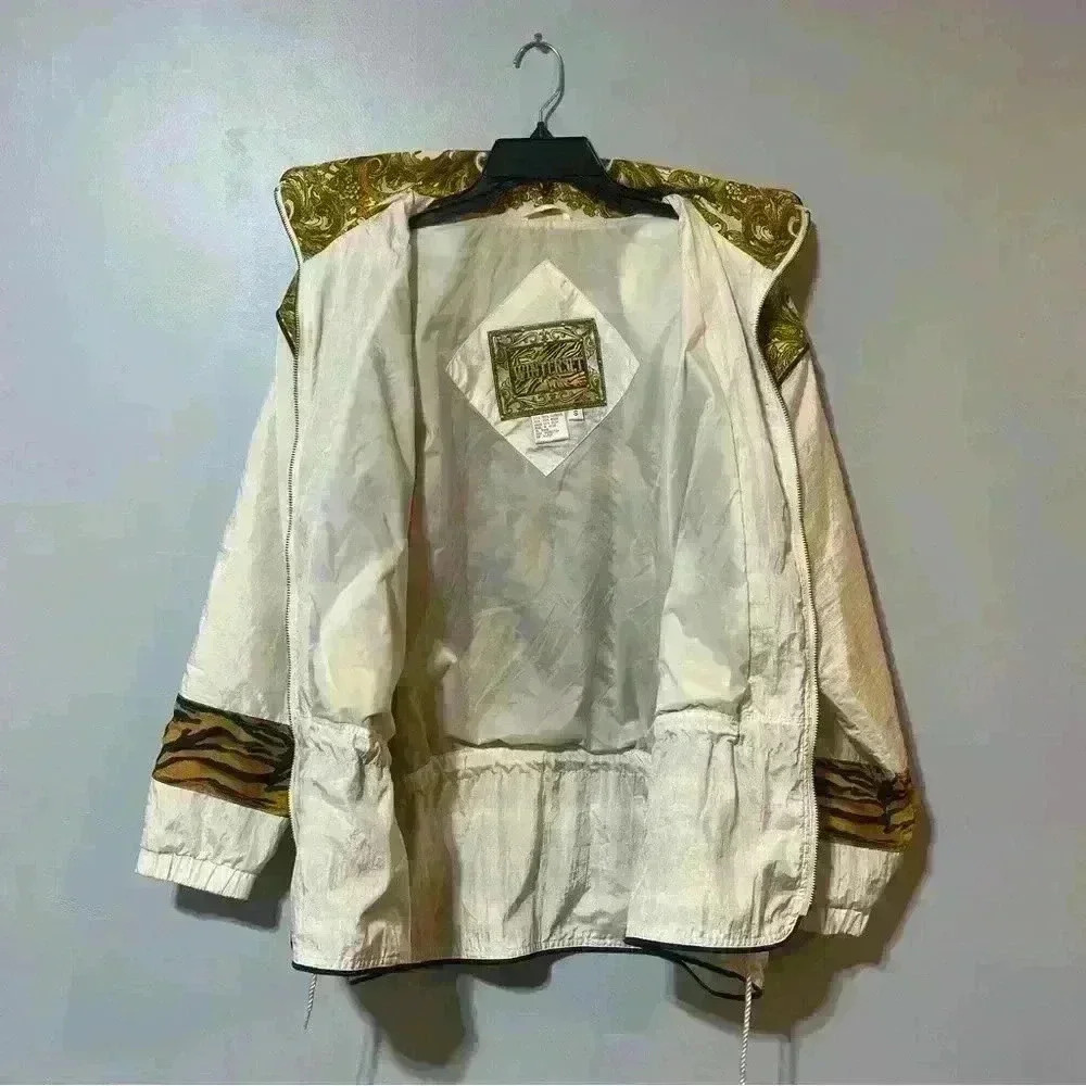 Winterset Windbreaker Jacket Womens Vintage 80s Glam Tiger King Size S Full Zip - Picture 10 of 10